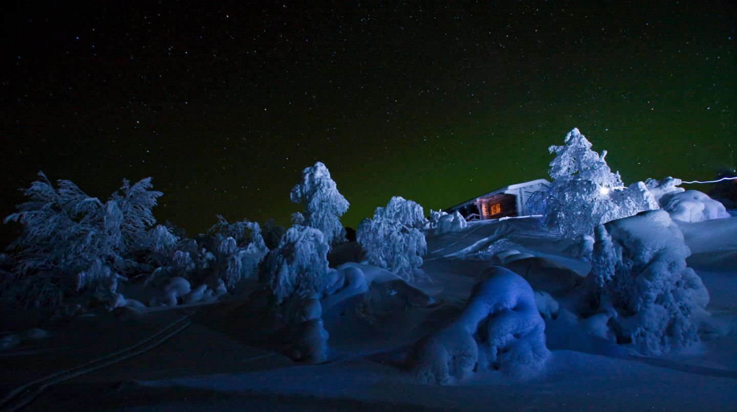 cabin under the northern lights