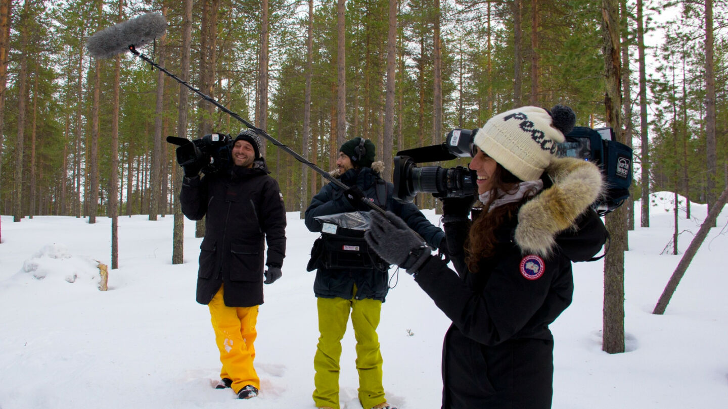 Reality tv production Le Plein De Sensation filming in Finnish Lapland