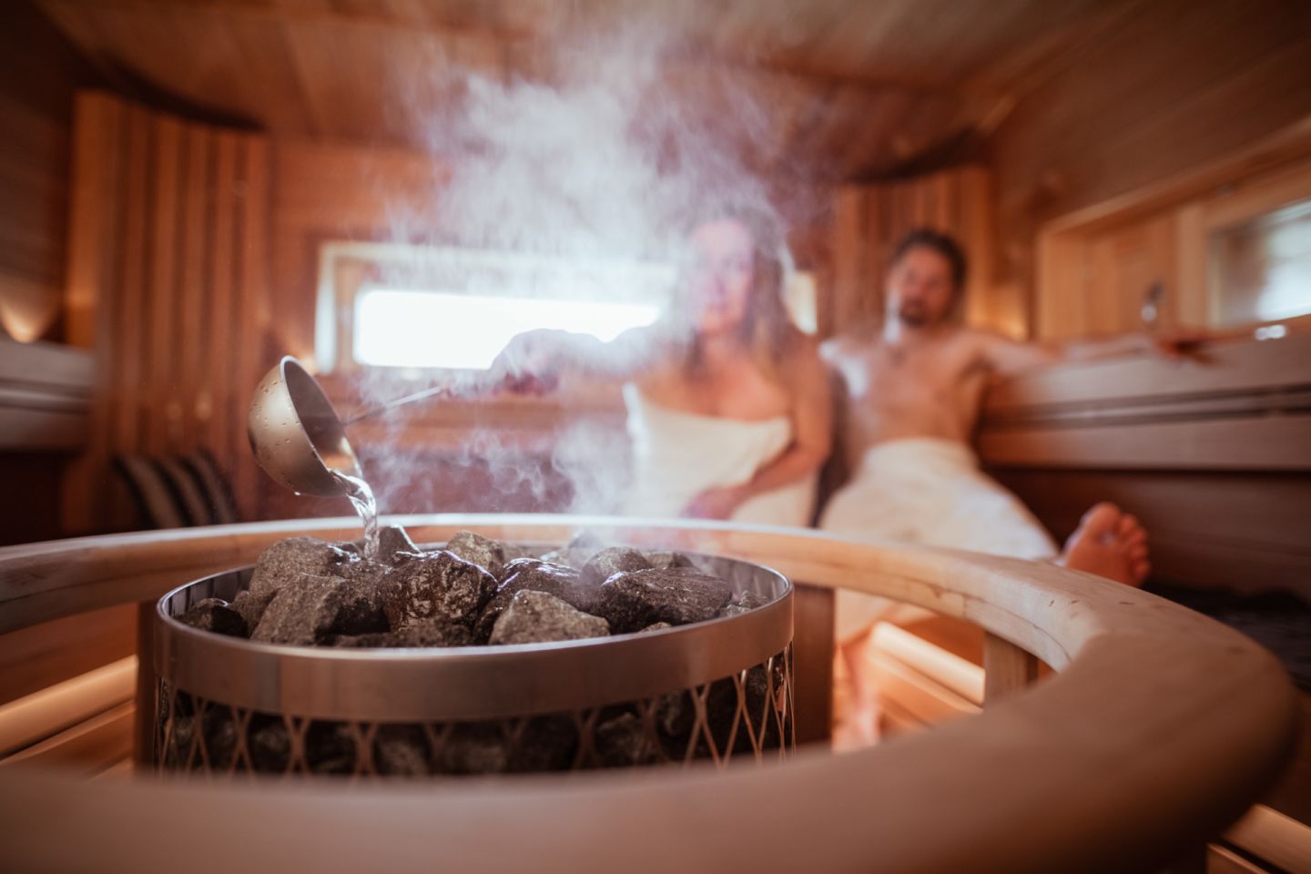 Inside the sauna at Sunday Morning Resort in Pyhä, Finland