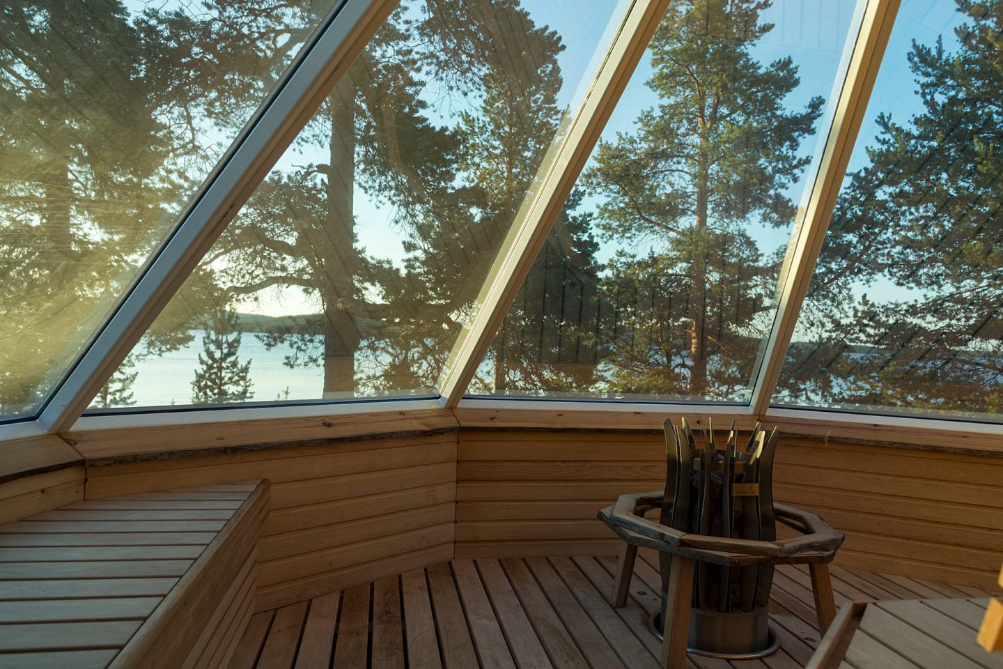 The view from the aurora sauna at Wilderness Hotel Inari in Inari, Finland