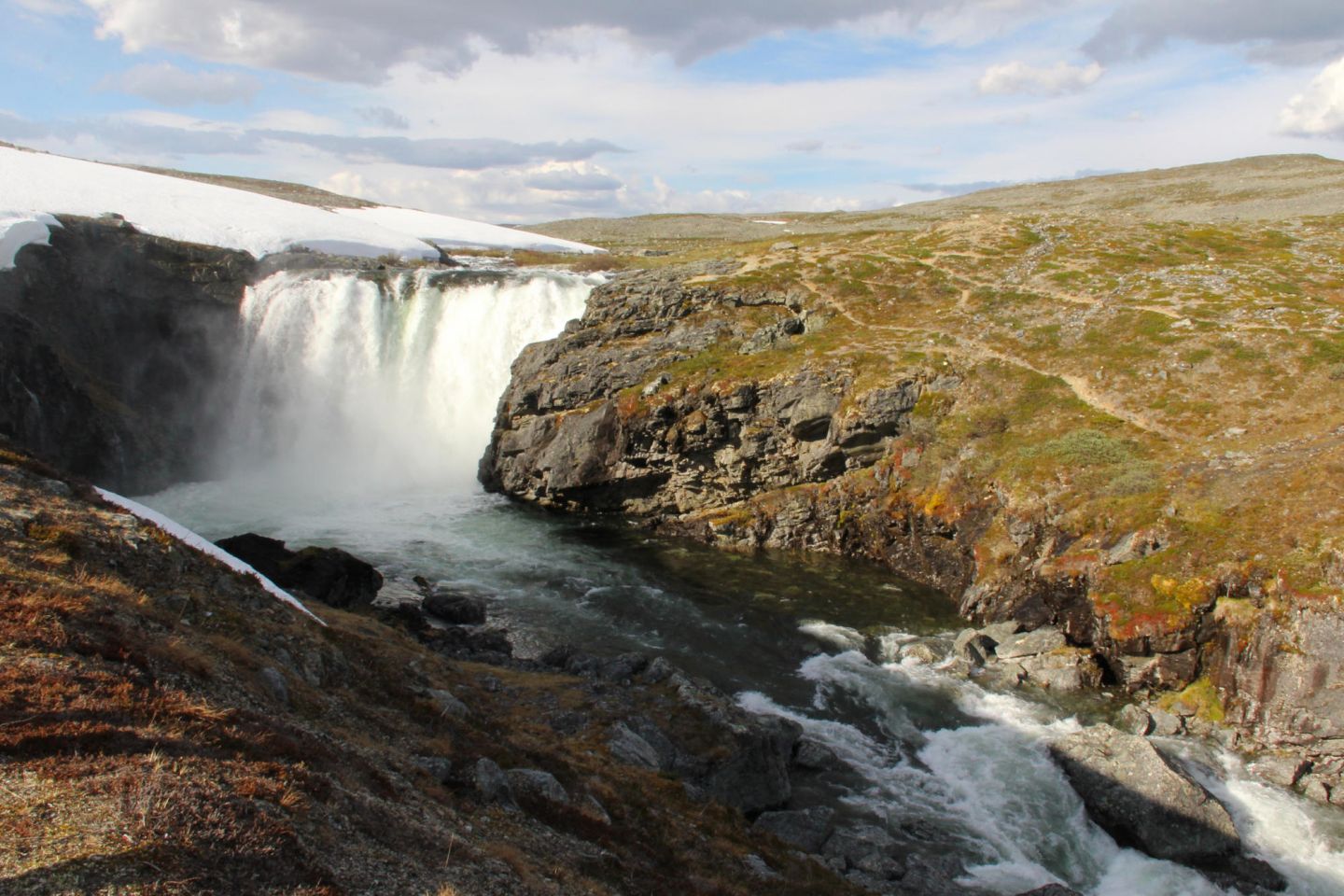 North Finland waterfall, during a fam trip in Finnish Lapland with location scout Lori Balton