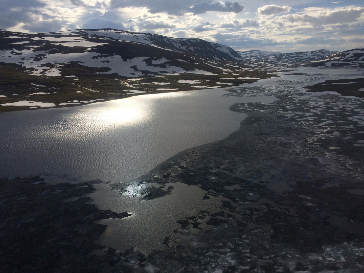 Lake Kilpisjärvi in Enontekiö by air, during a fam trip with location scout Lori Balton