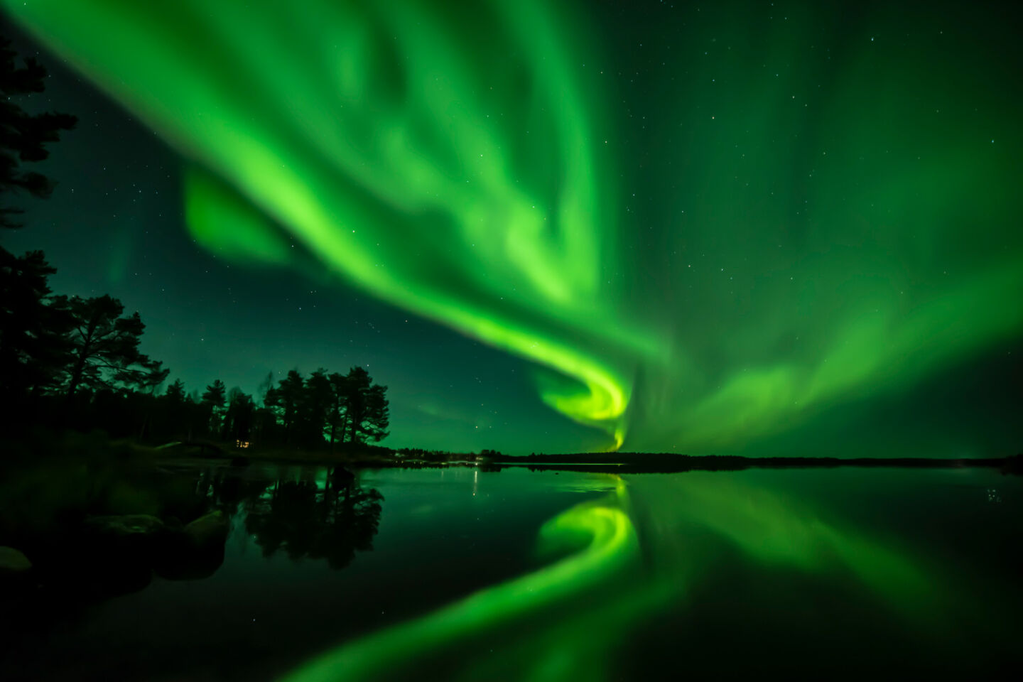 Auroras light up the Arctic sky over Ranua, Finland