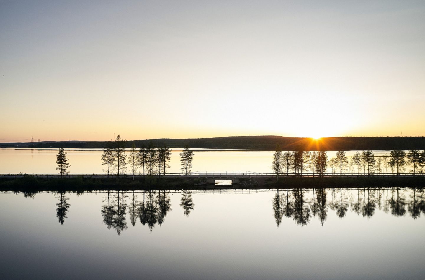 Driving at sunset in Finnish Lapland