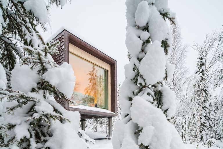 Award-winning Arctic TreeHouse Hotel during winter in Finland