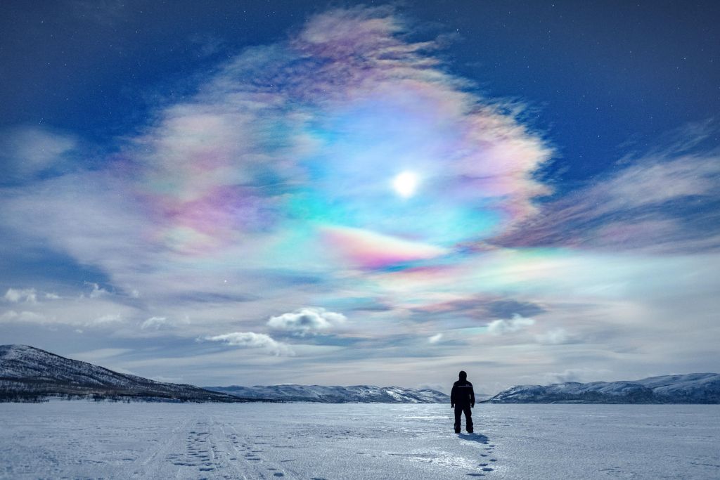 colors in the sky in Lapland in winter