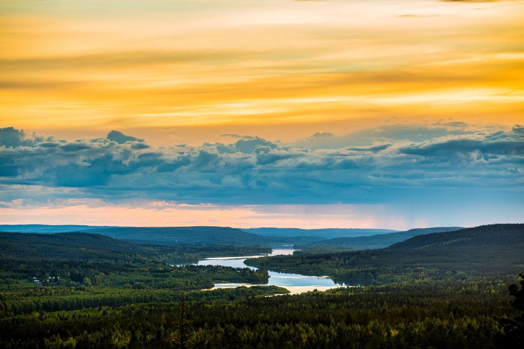 Epic Arctic sunset during summer in Lapland