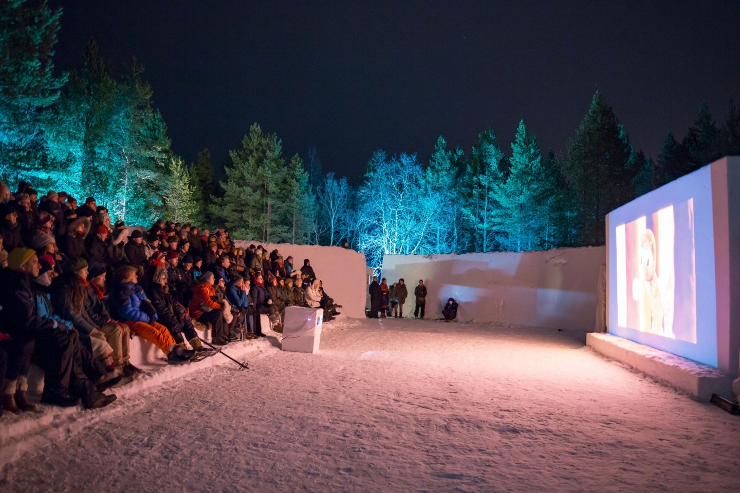 ice screen in Inari during film festival