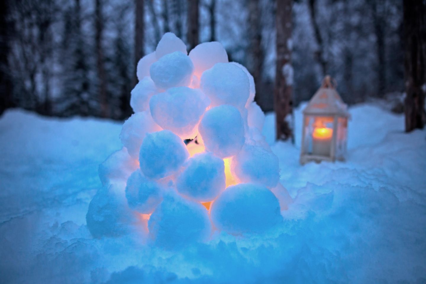 Snow lantern in winter in Lapland