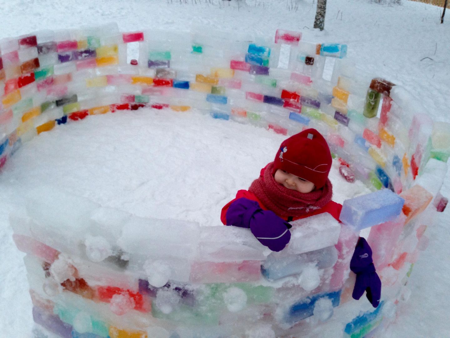 Color igloo made from colored ice