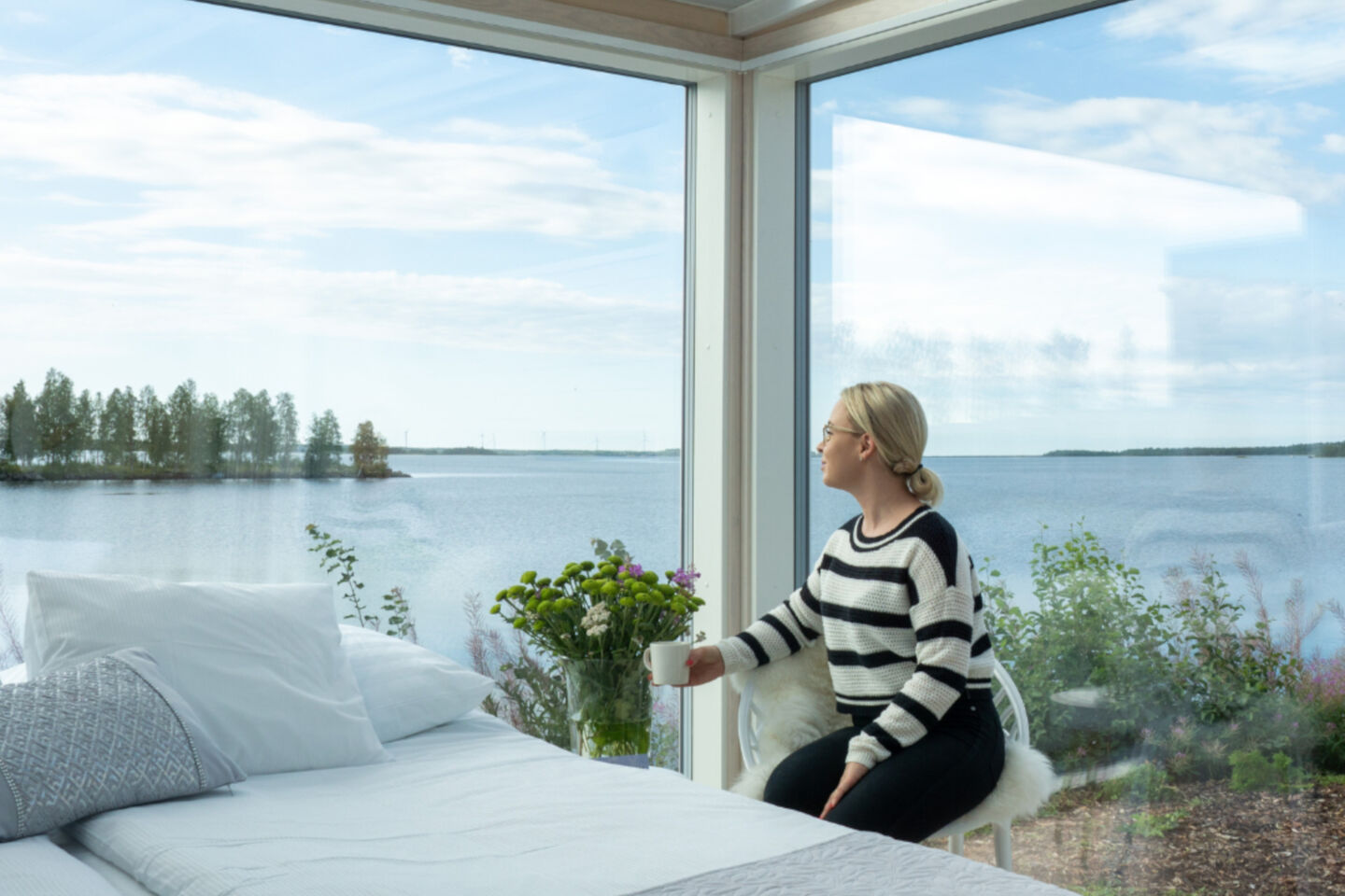 Enjoying the view at Seaside Glass Villas in Kemi, a Finnish Lapland holiday destination