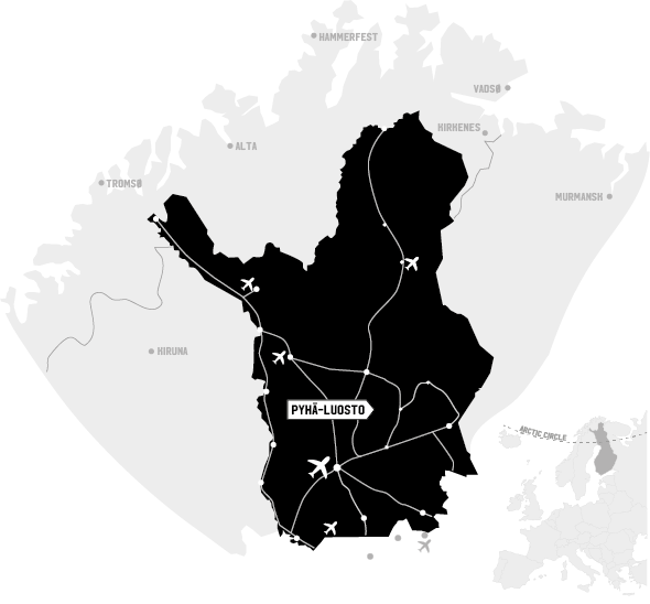 Map of Pyhä and Luosto in Finnish Lapland