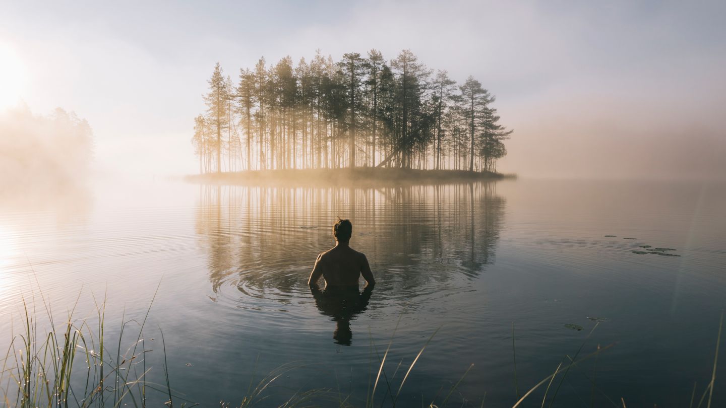 Swimming in Syöte, Lapland