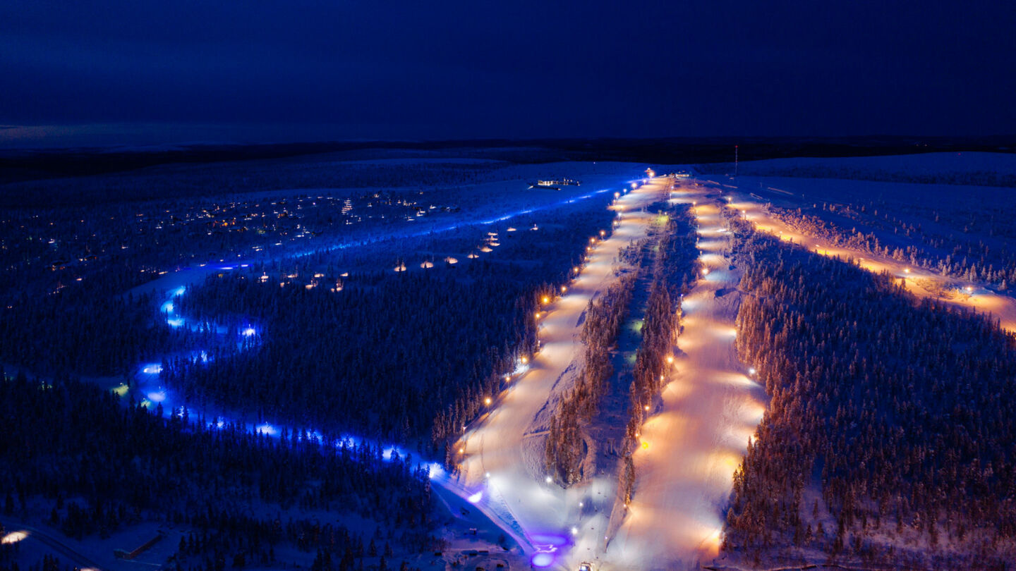Winter night lights in Inari-Saariselkä, Finland