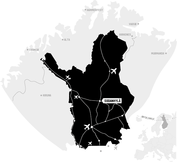 Map of Sodankylä and Sompio in Finnish Lapland