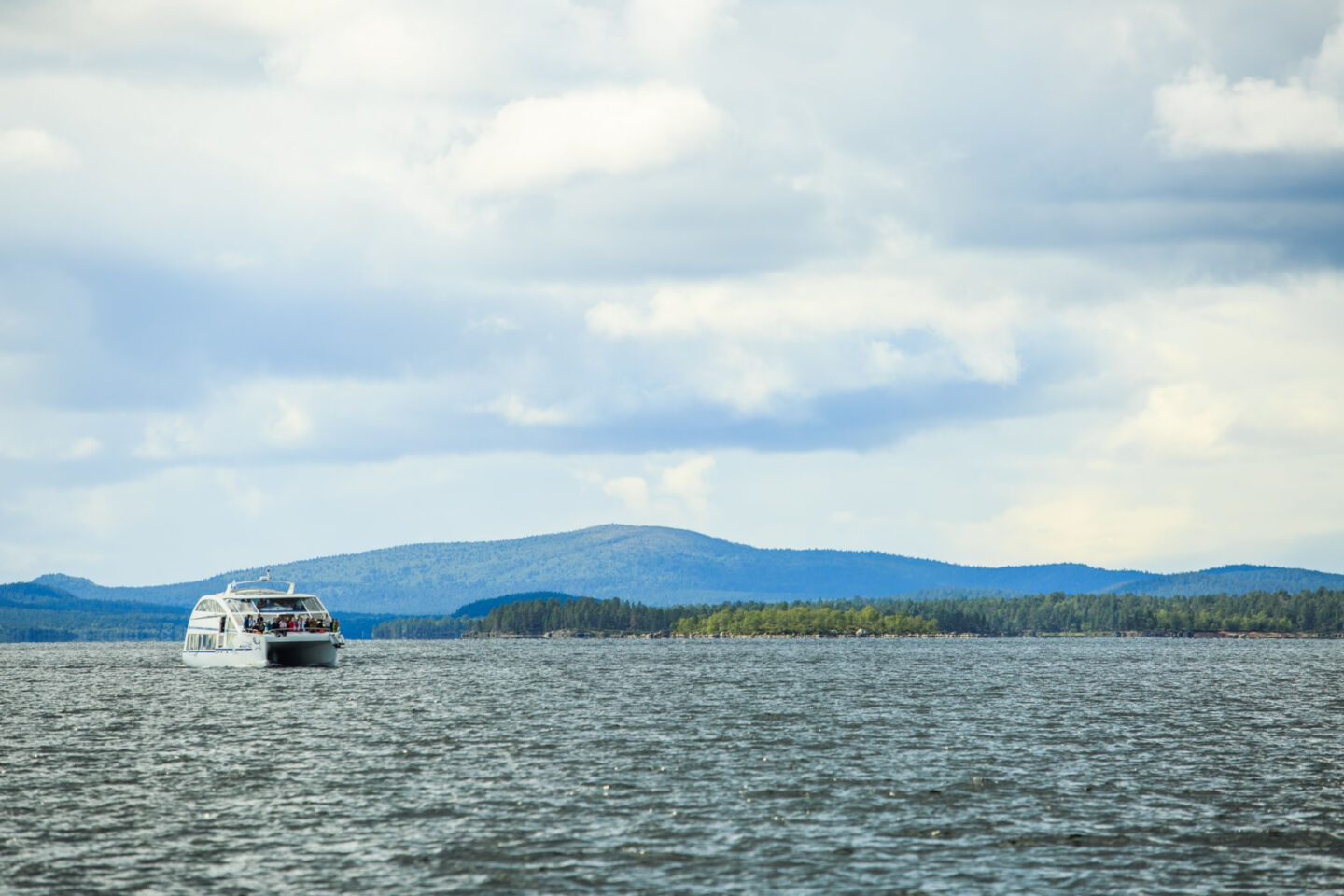 Lake Inari cruise on catamaran in Inari-Saariselkä, Finland