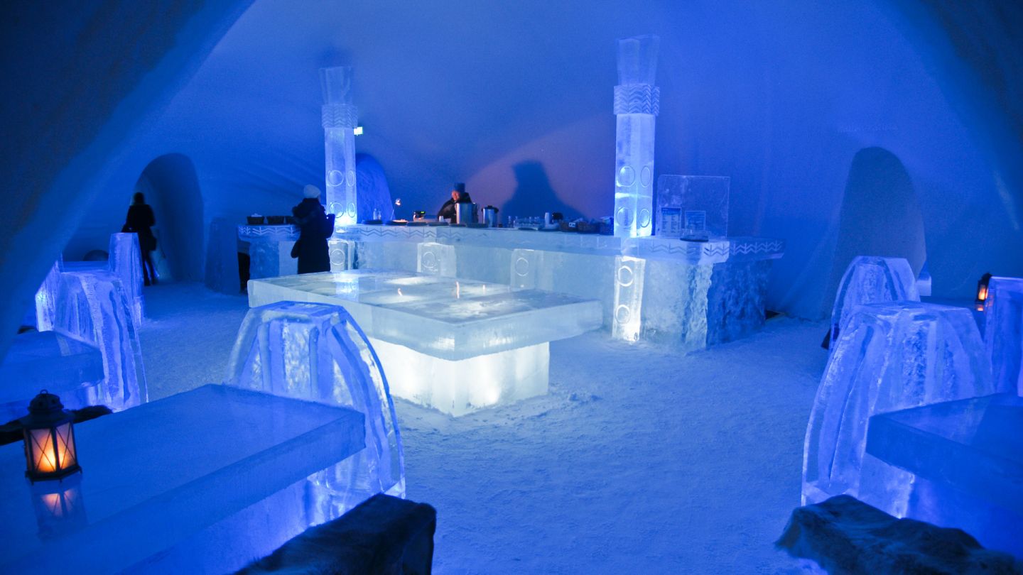 Inside the snow castle in Kemi, Finland