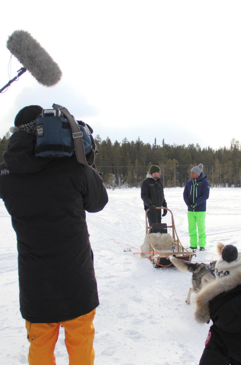 Filming in Lapland in winter