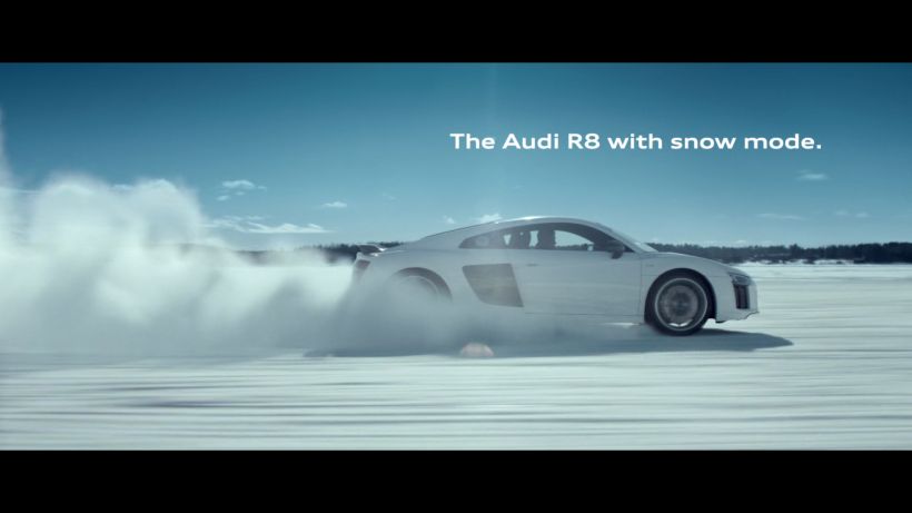 The Audi R8 with snow mode