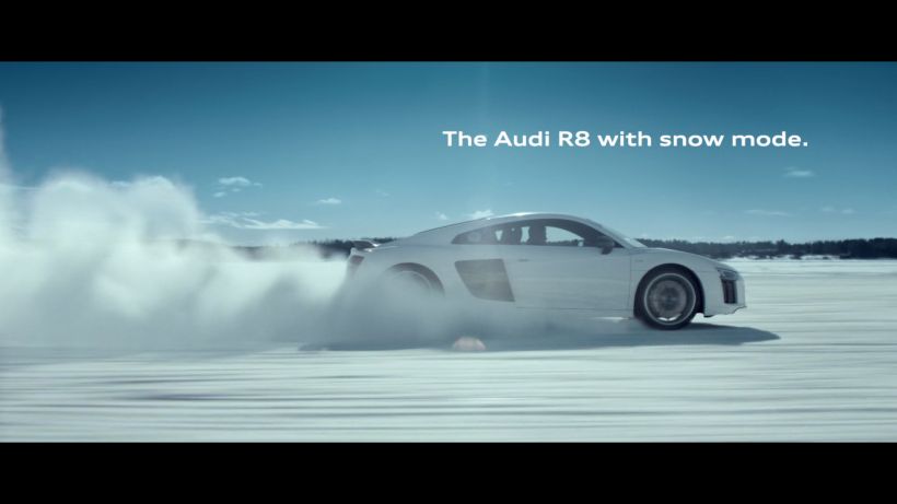 The Audi R8 with snow mode