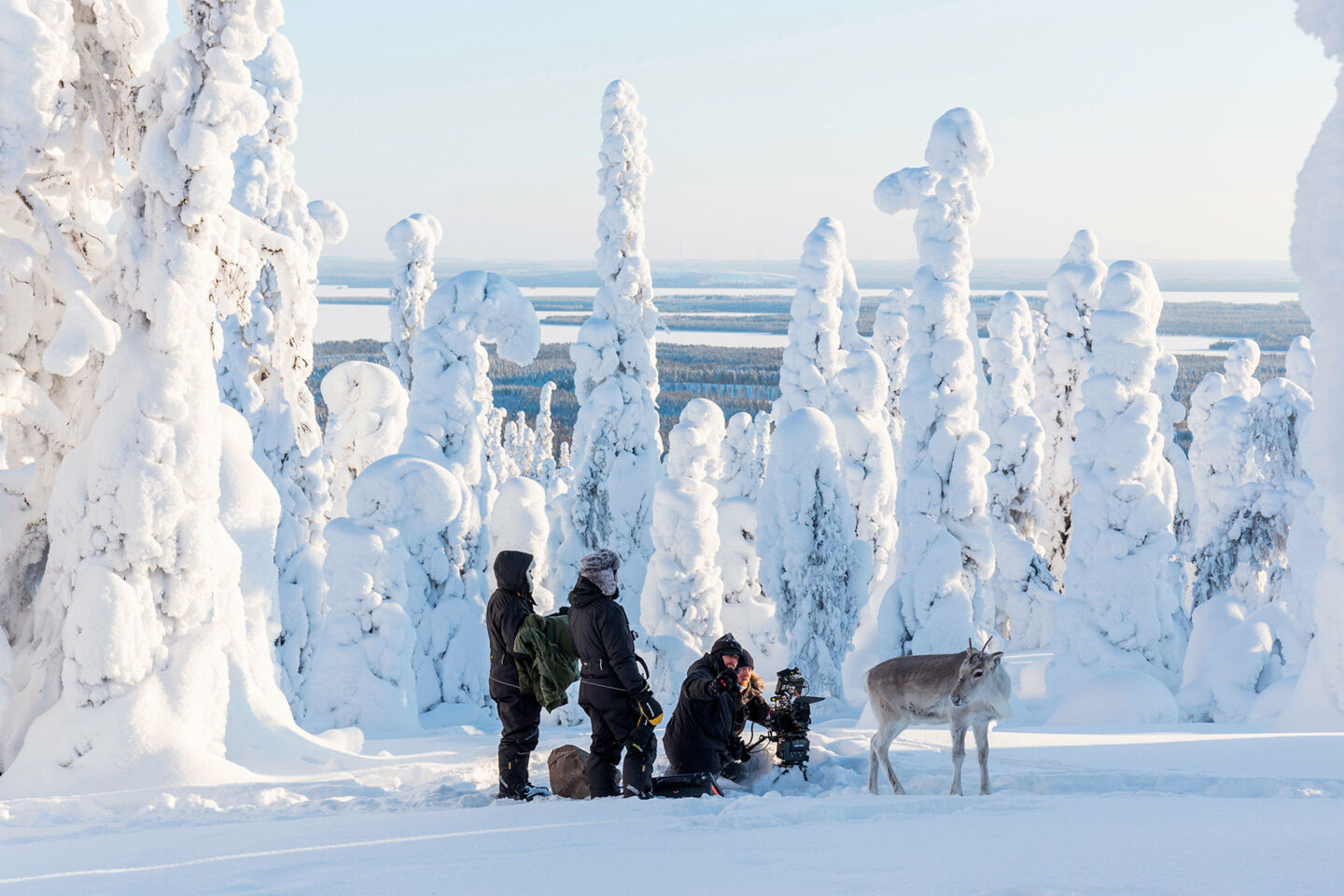 Production A Reindeer's Journey filming in winter in Finnish Lapland