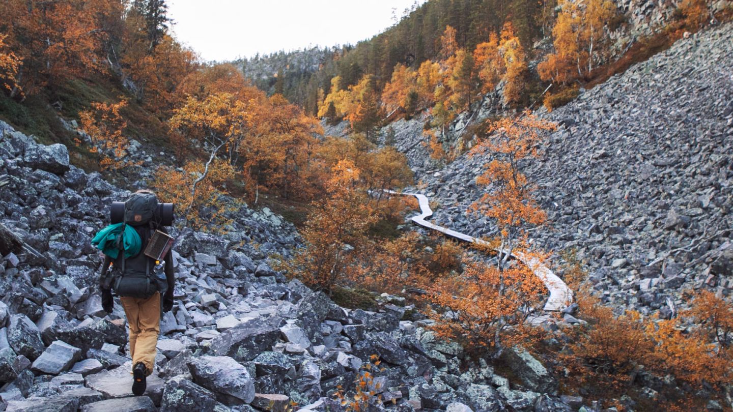 Hiking at Lapland during fall colors