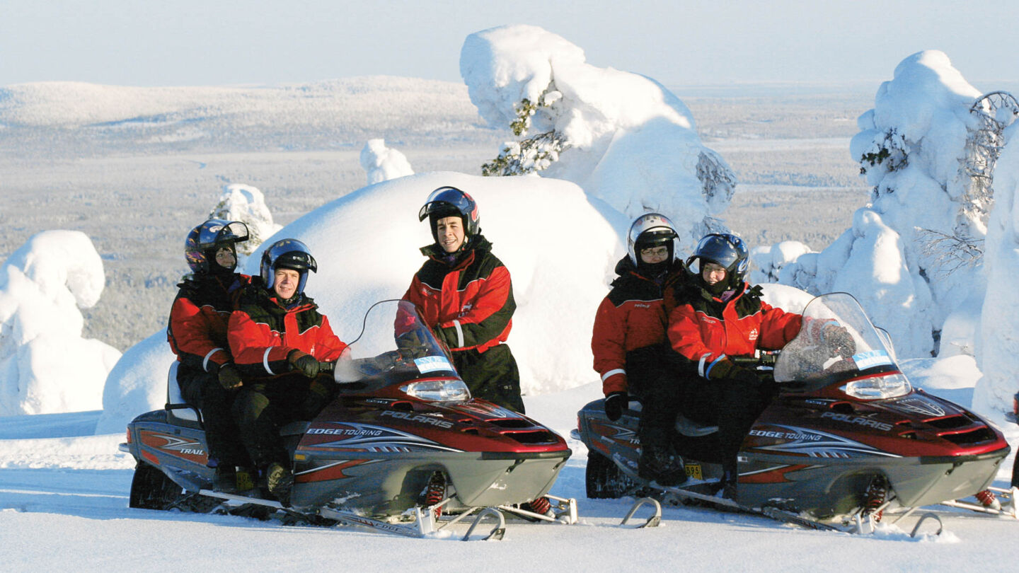 Leading snowmobile tours, just one of the many reasons to work in Lapland in the winter