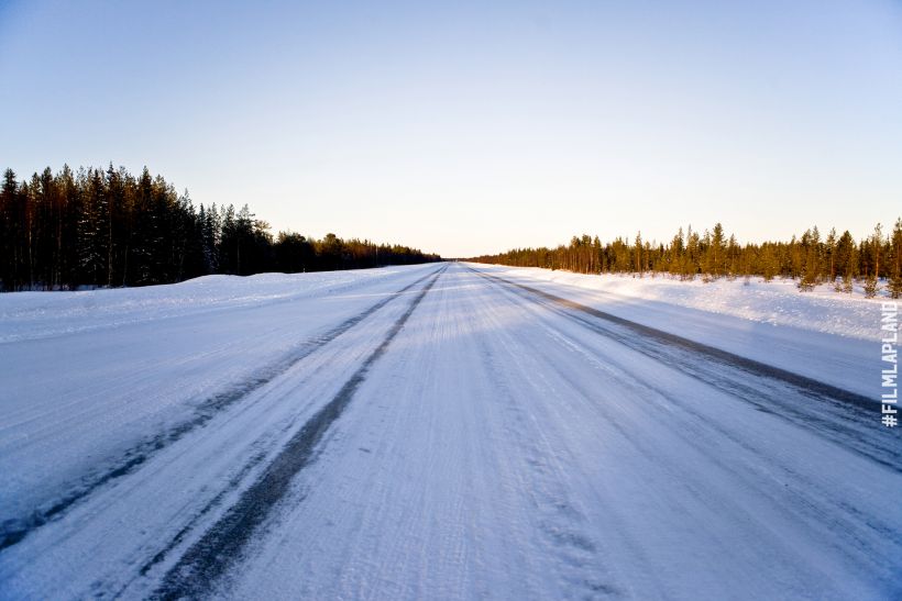 Arctic highway in Lapland, Finland