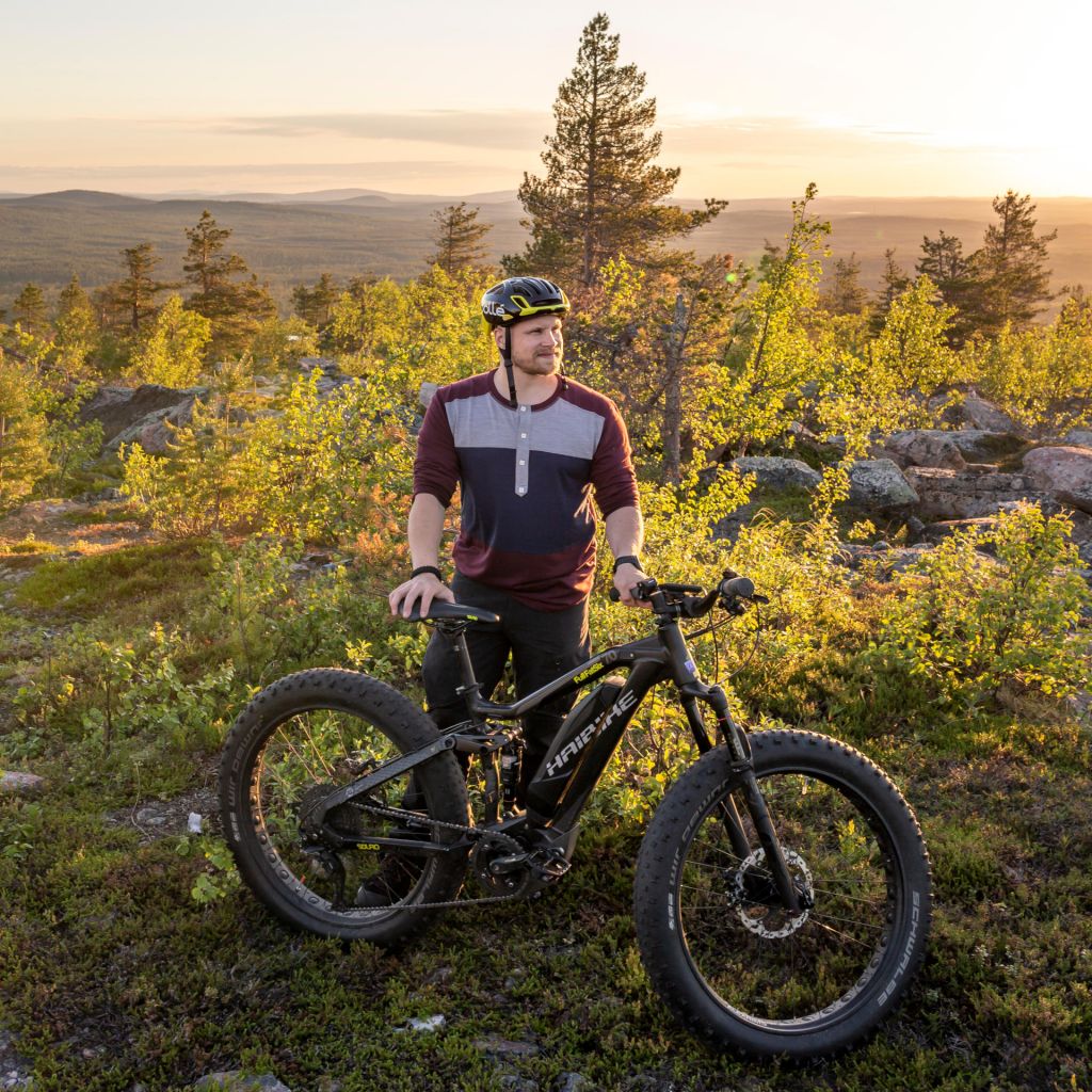 Photographer Jonne Vaahtera and a fatbike, in the middle of the forest