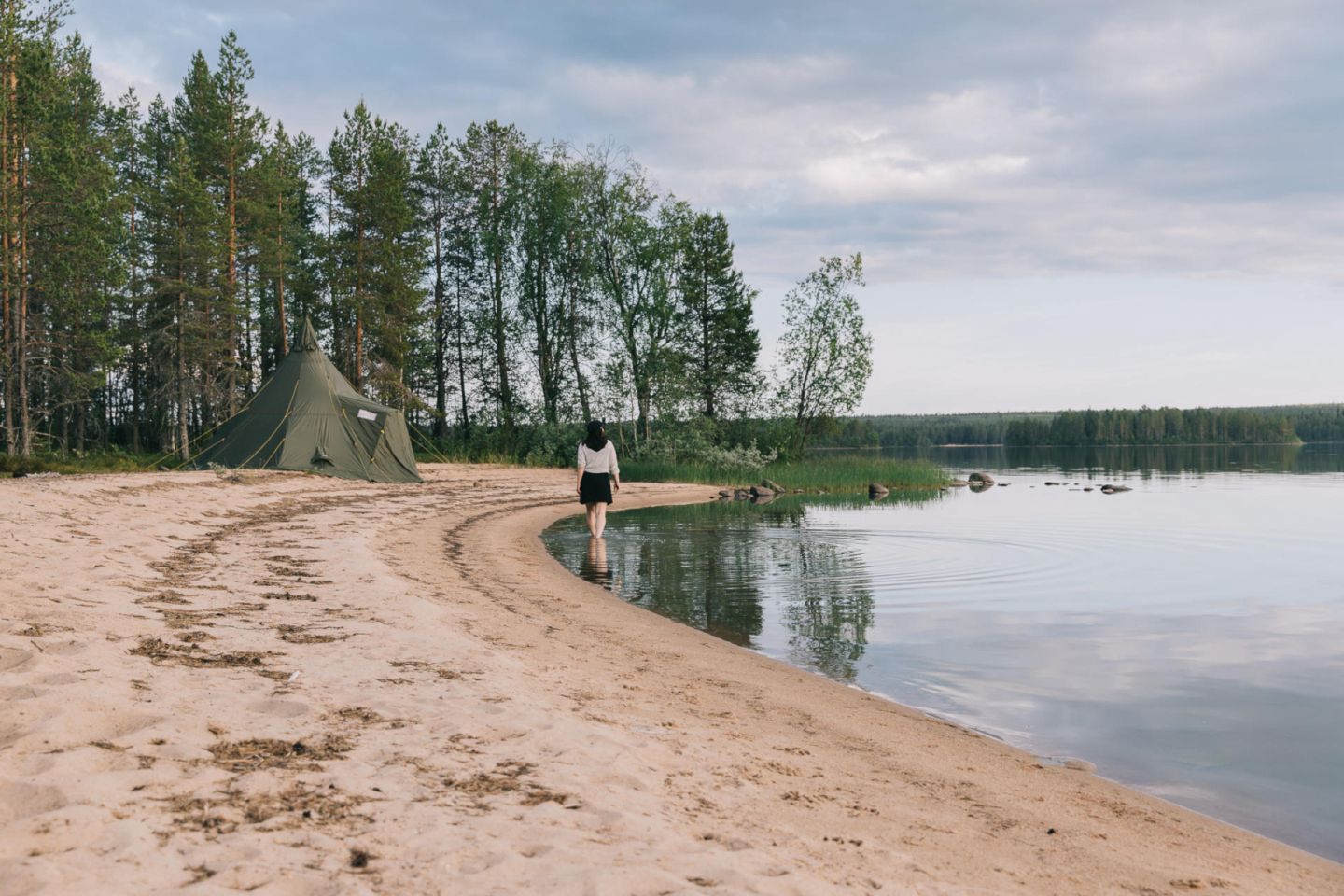 A lonely beachgoer in Posio, Finland