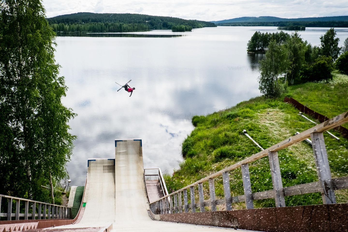 Ski jump in summer in Kemijärvi, Finland