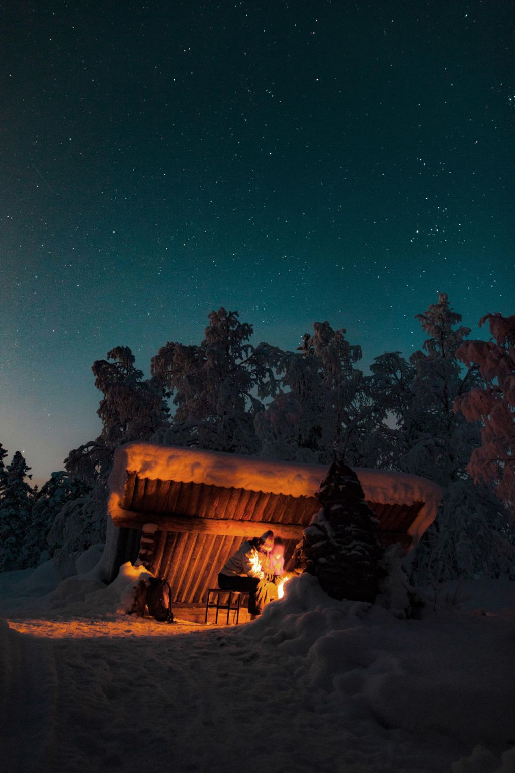 Under the stars in Akasmylly, Lapland