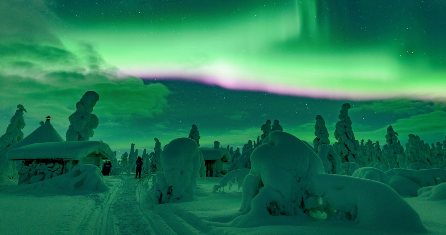 Northern Lights over Finnish Lapland in the winter