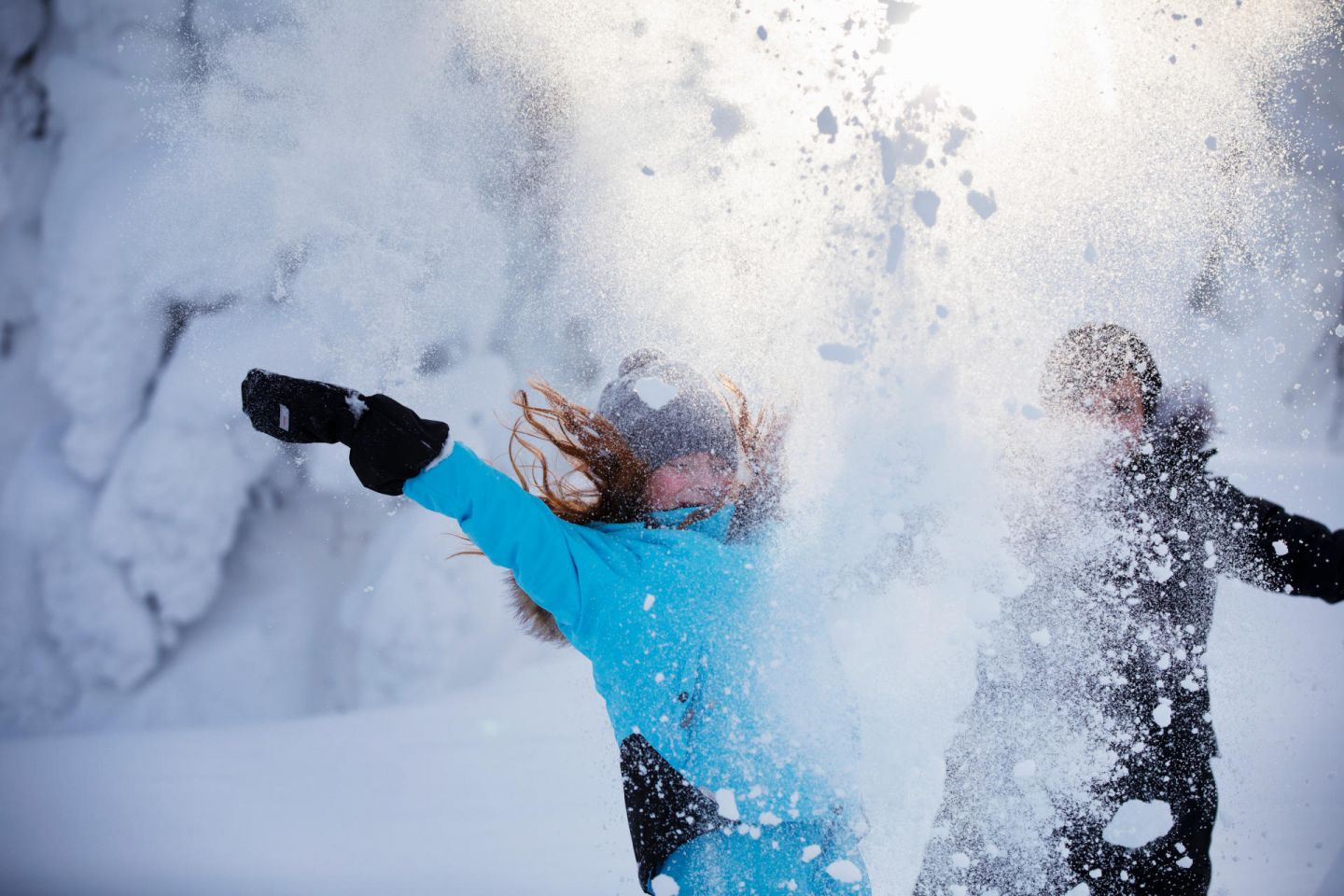 Fun in the snow in winter in Lapland