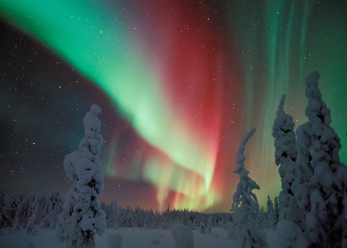 Northern Lights above northern Finland in winter