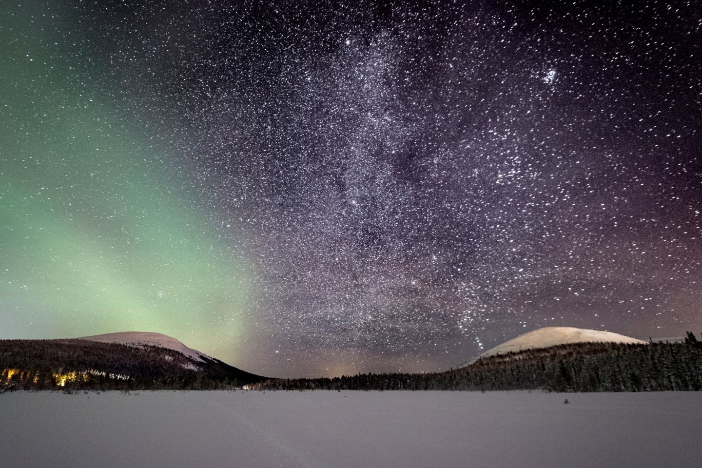 Dark skies above Finnish Lapland in winter