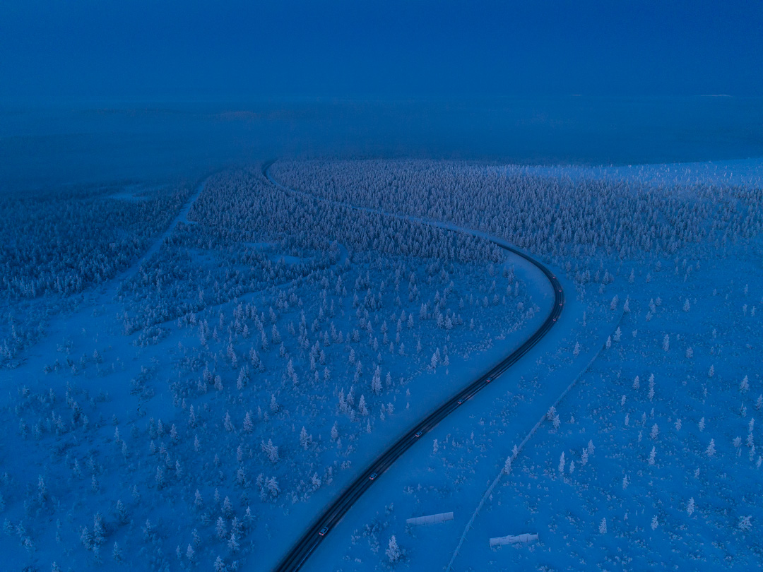 The frozen ice track at Test World in Ivalo, Finnish Lapland