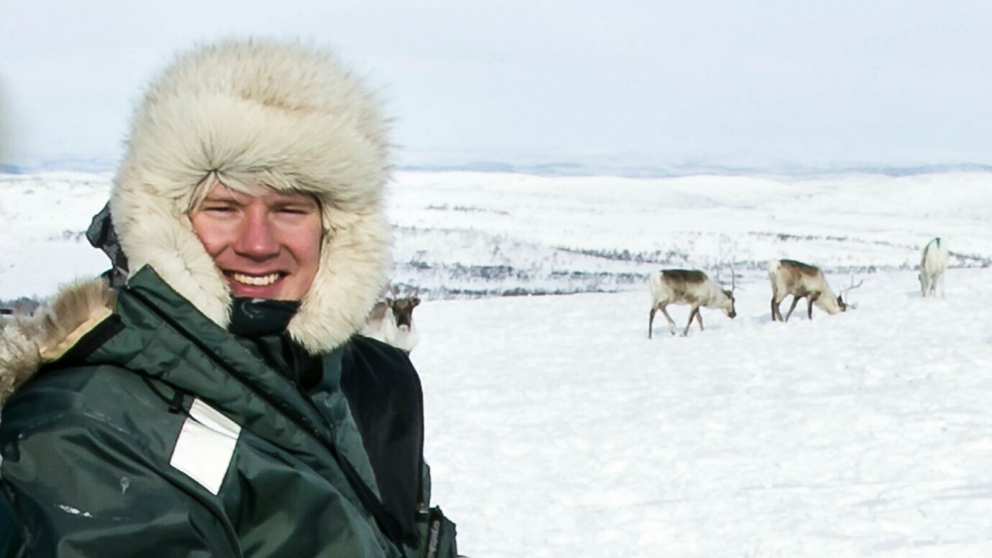 Reindeer herder Aslat-Jon Länsman in winter