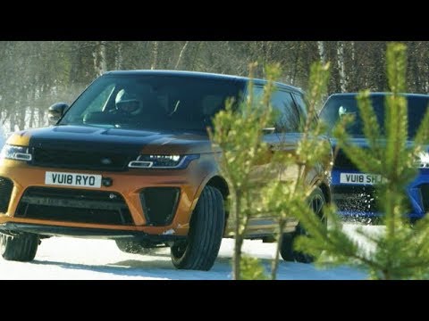 Range Rovers racing on frozen tracks in Ivalo, Finland