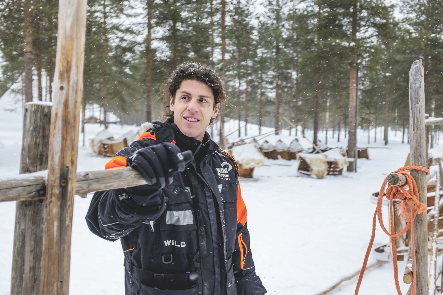 male guide at reindeer farm