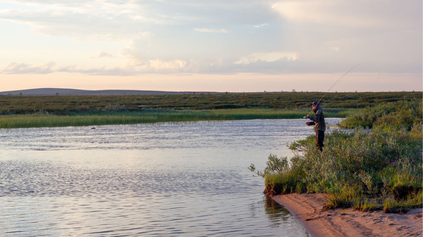 Fishing in Lapland river, Lapland Finland