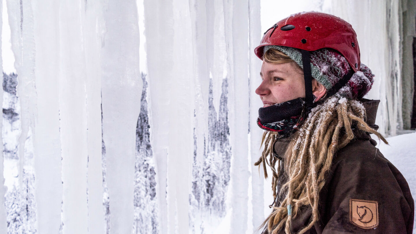 Ice-climbing, a perk of being a seasonal worker in Lapland
