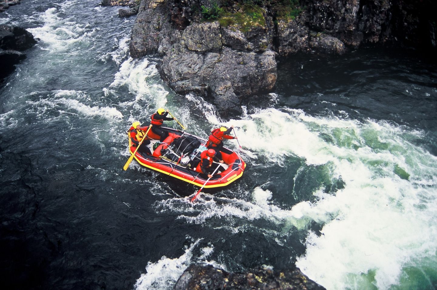 Summer tourism river rafting in Lapland