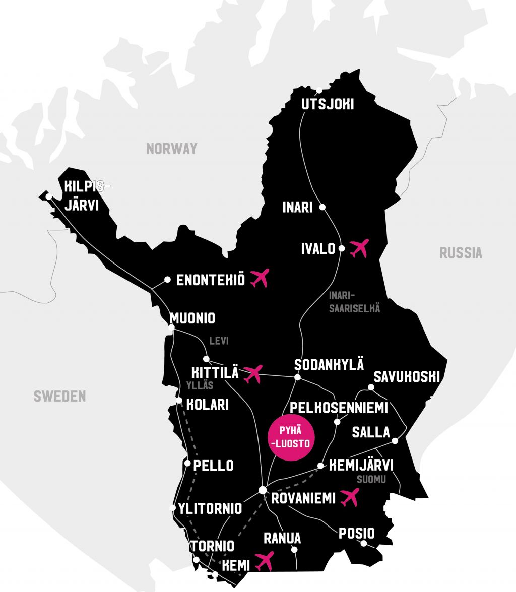 Map Pyhä and Luosto, Lapland