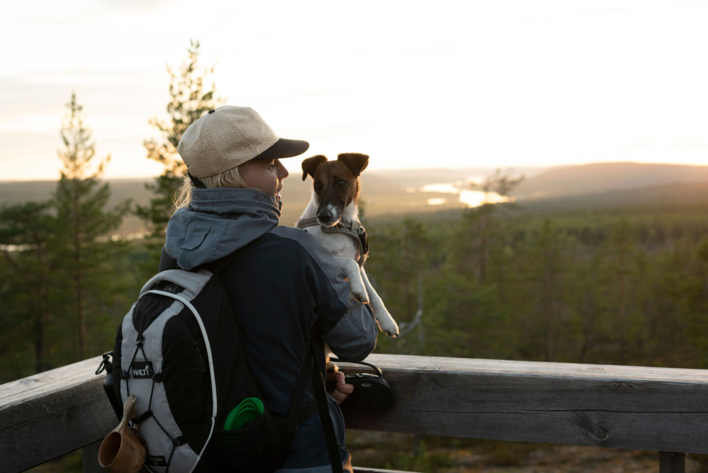 Enjoying the view with your best friend, a perk of seasonal work in Lapland
