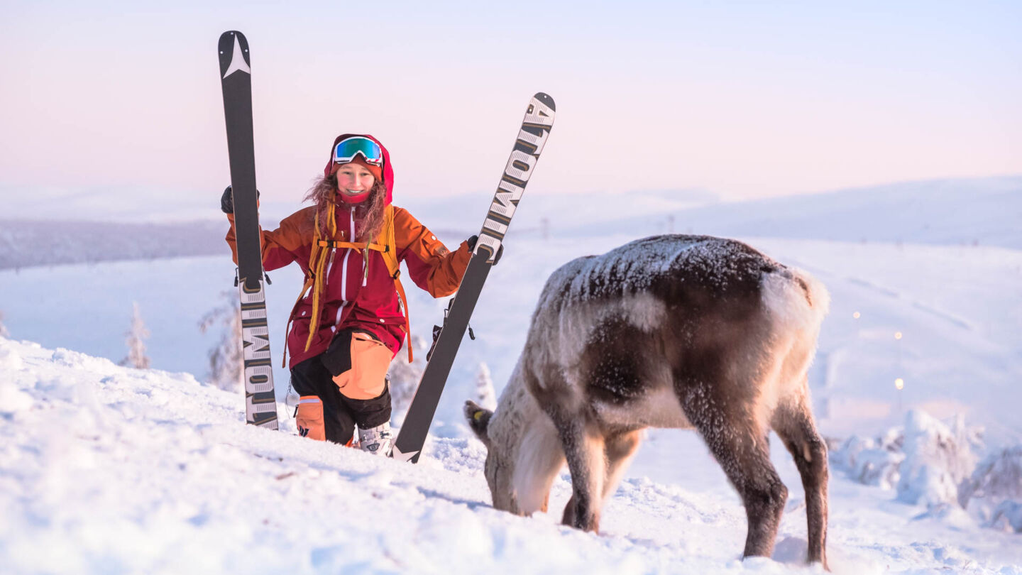 Freeriding and reindeer photobombs, a perk of seasonal work in Lapland