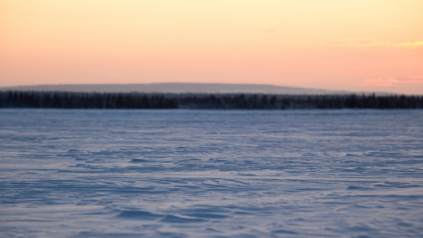 Polar night landscape in Finnish Lapland