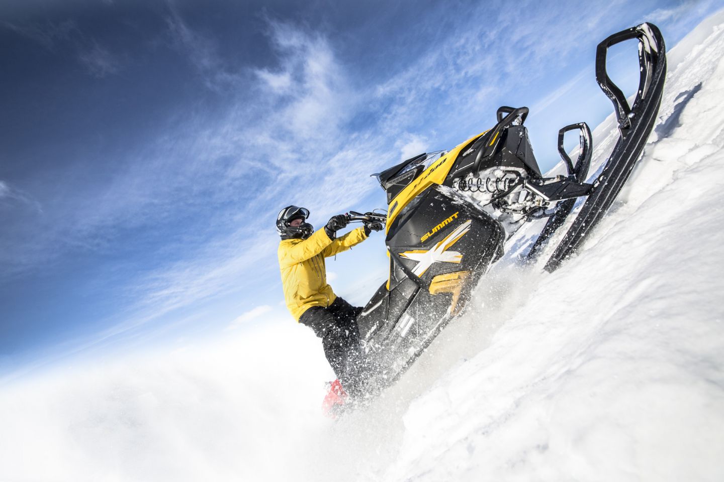 Driving a snowmobile in Inari, Finland