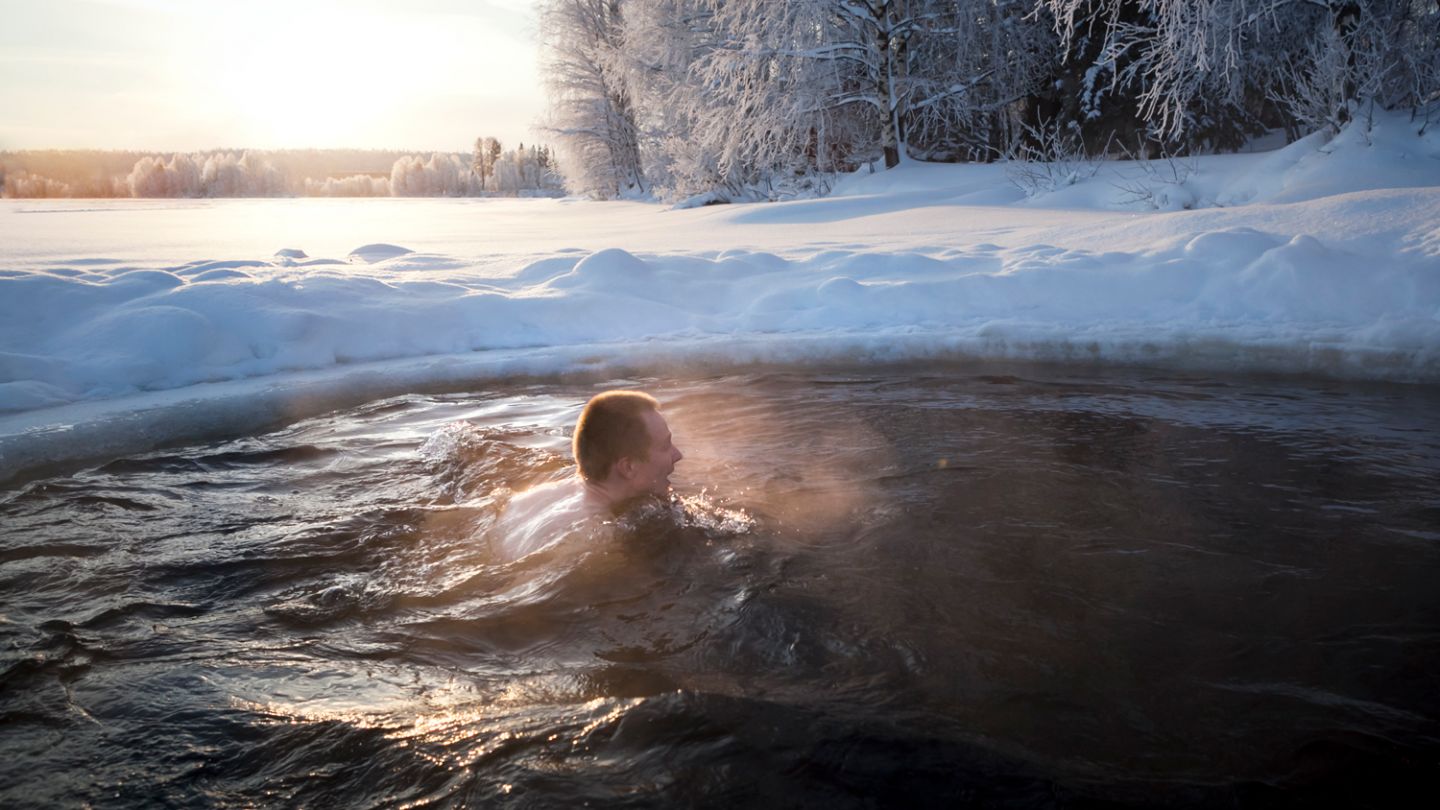Ice swimming, Kardashian Lapland Holiday