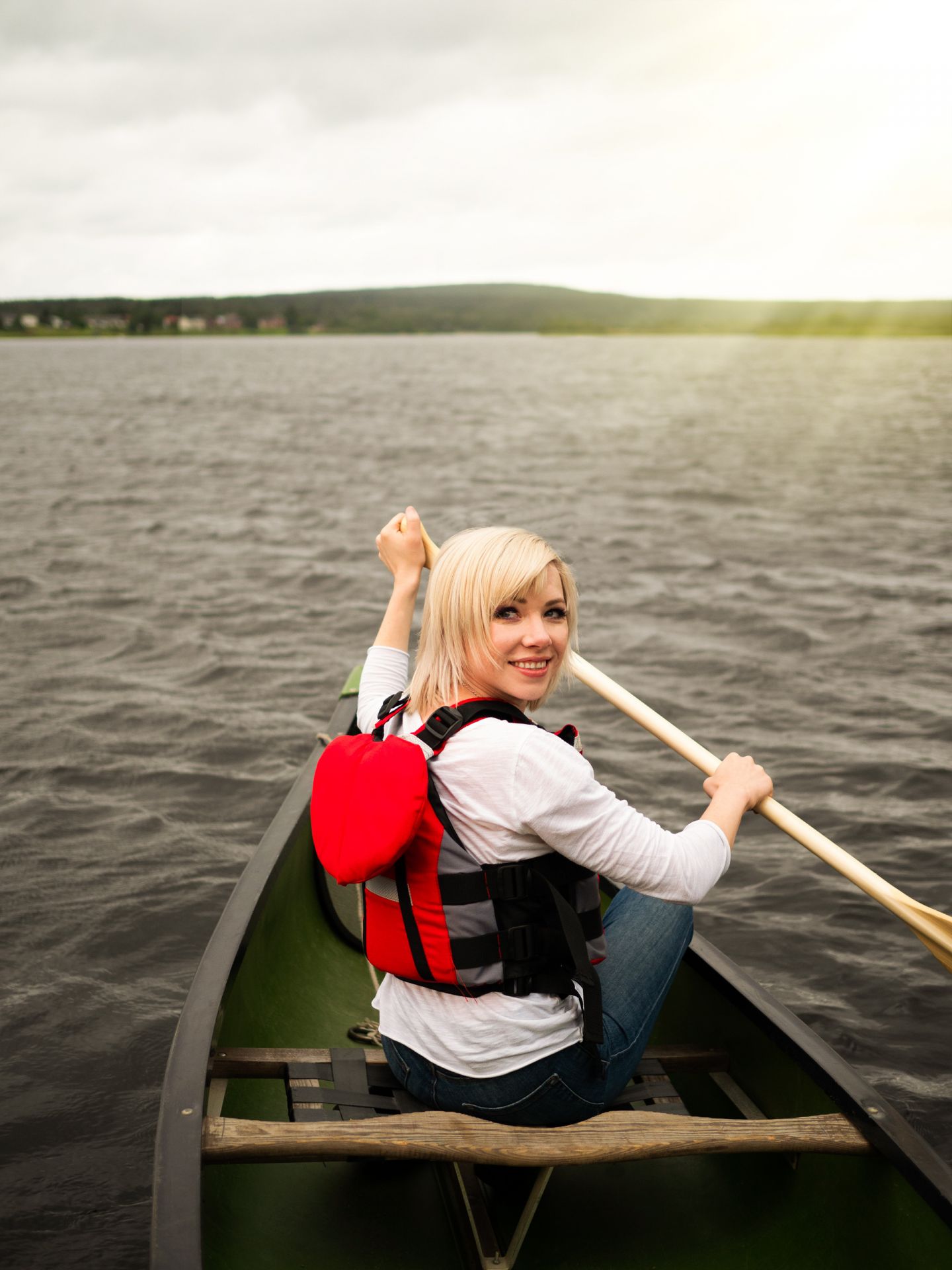 Carly Rae Jepsen on a canoe in Lapland, Finland